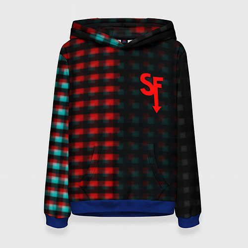 Женская толстовка Sally face текстура глитч / 3D-Синий – фото 1