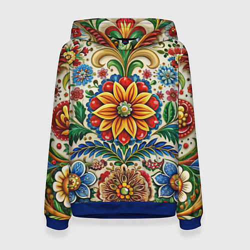 Женская толстовка Русские классические узоры и орнамент / 3D-Синий – фото 1