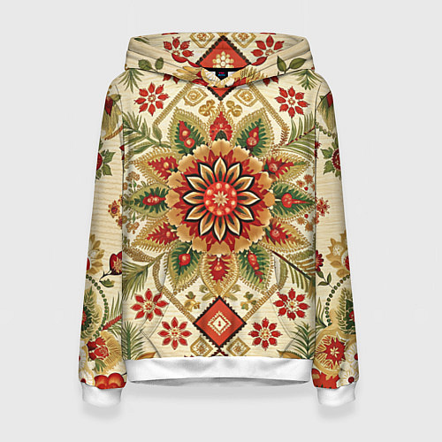Женская толстовка Стиль советского ковра узоры и орнамент / 3D-Белый – фото 1