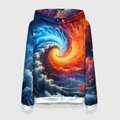 Женская толстовка Столкновение двух стихий - инь янь / 3D-Белый – фото 1