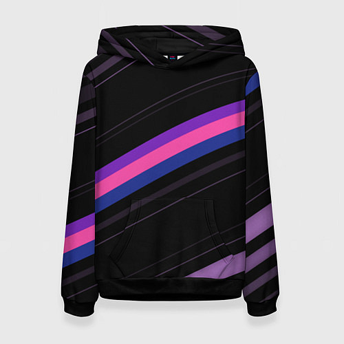 Женская толстовка Неоновые полосы / 3D-Черный – фото 1