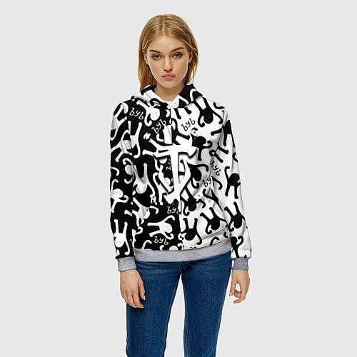 Женская толстовка Doom logo мем / 3D-Меланж – фото 3