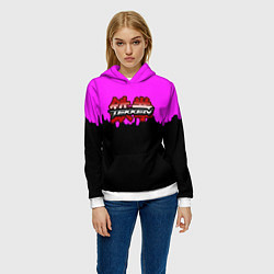 Толстовка-худи женская Tekken розовая геометрия, цвет: 3D-белый — фото 2