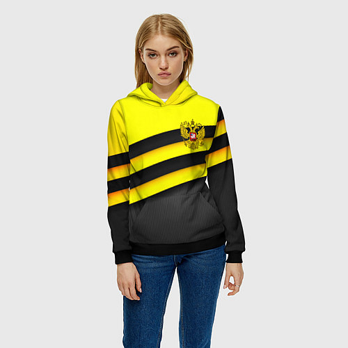 Женская толстовка Герб РФ геометрия линии / 3D-Черный – фото 3