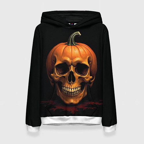Женская толстовка Череп-тыква для Хэллоуина / 3D-Белый – фото 1
