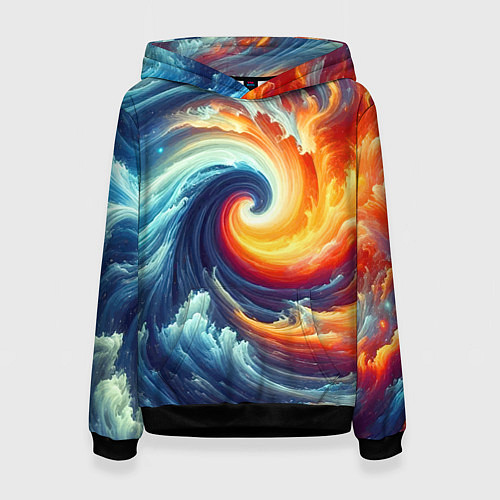 Женская толстовка Космическое завихрение - инь янь / 3D-Черный – фото 1