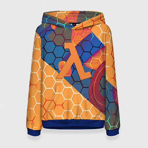 Женская толстовка Half life hexagon steel / 3D-Синий – фото 1