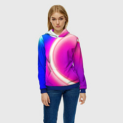 Толстовка-худи женская Неоновый свет текстура, цвет: 3D-синий — фото 2