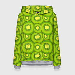 Толстовка-худи женская Киви цветной паттерн, цвет: 3D-меланж