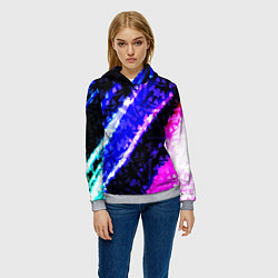 Толстовка-худи женская Marshmello neon steel, цвет: 3D-меланж — фото 2