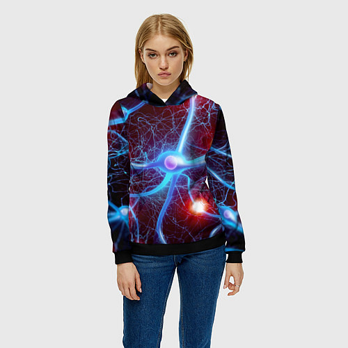 Женская толстовка Нейронная сеть - аксоны / 3D-Черный – фото 3