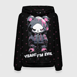 Толстовка-худи женская Yeah - i am evil, цвет: 3D-черный
