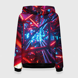 Толстовка-худи женская Неоновые трубки, цвет: 3D-черный