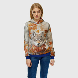 Толстовка-худи женская Осенний волк, цвет: 3D-синий — фото 2