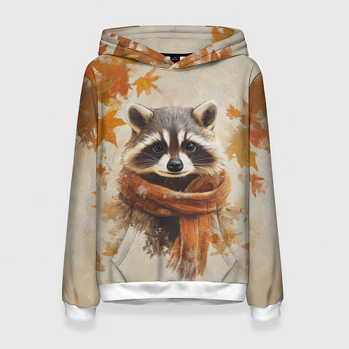 Женская толстовка Осенний енот / 3D-Белый – фото 1