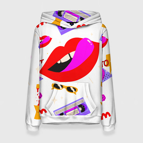 Женская толстовка Вечеринка 90-х: Яркие символы эпохи / 3D-Белый – фото 1