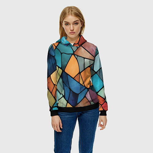 Женская толстовка Мозаика цветное стекло / 3D-Черный – фото 3