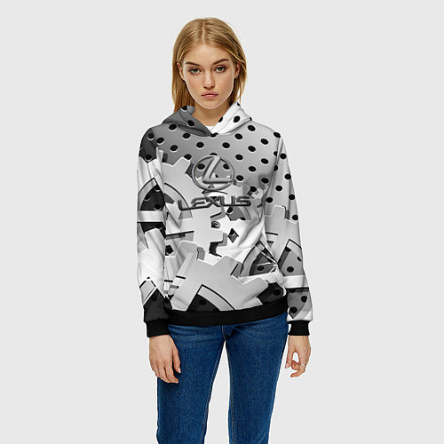 Женская толстовка Lexus carbon steel / 3D-Черный – фото 3