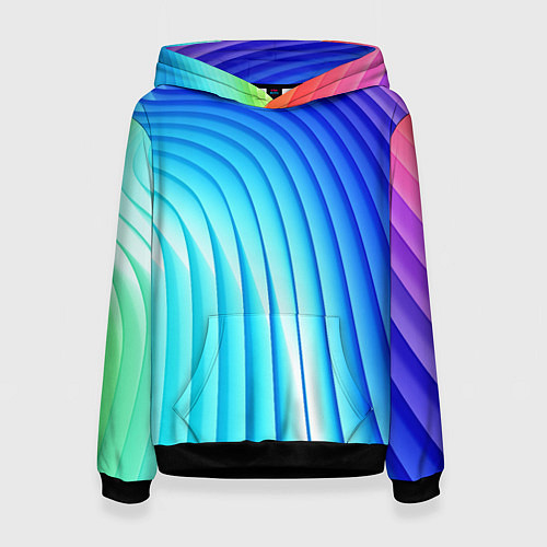 Женская толстовка Полосы неоновый градиент / 3D-Черный – фото 1
