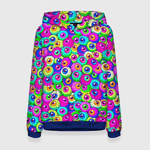 Женская толстовка Глазные яблоки цветной паттерн / 3D-Синий – фото 1
