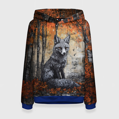 Женская толстовка Серый лисёнок / 3D-Синий – фото 1