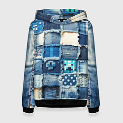 Толстовка-худи женская Пэчворк из Minecraft, цвет: 3D-черный