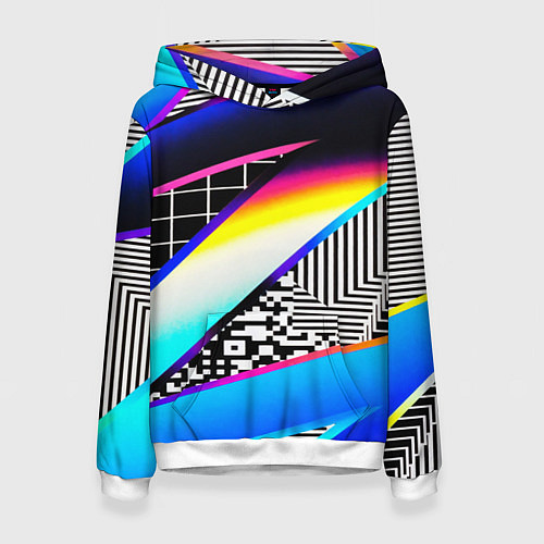 Женская толстовка Neon stripes geometry / 3D-Белый – фото 1