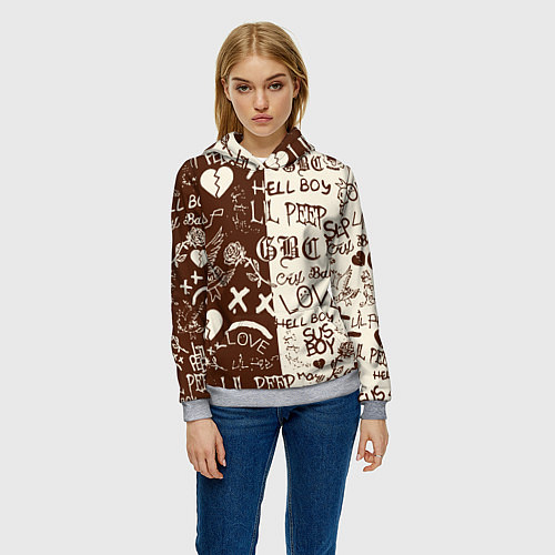 Женская толстовка Lil peep retro pattern / 3D-Меланж – фото 3