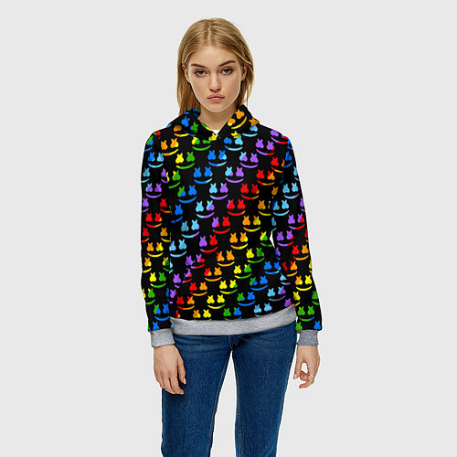 Женская толстовка Marshmello pattern neon / 3D-Меланж – фото 3