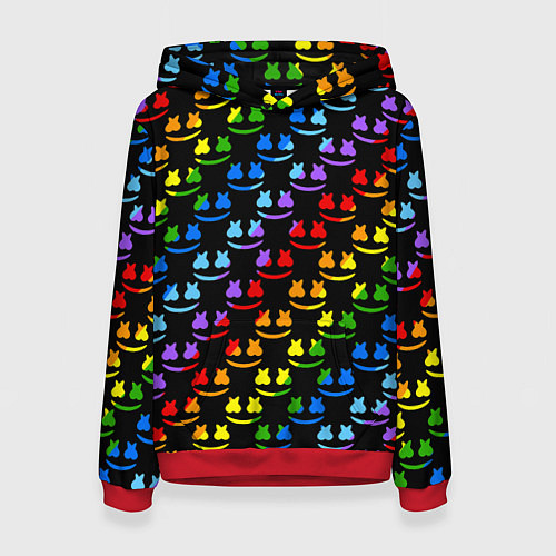 Женская толстовка Marshmello pattern neon / 3D-Красный – фото 1