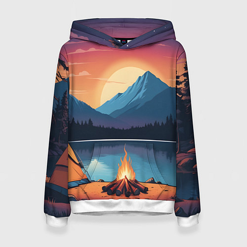 Женская толстовка В лесу с палаткой / 3D-Белый – фото 1
