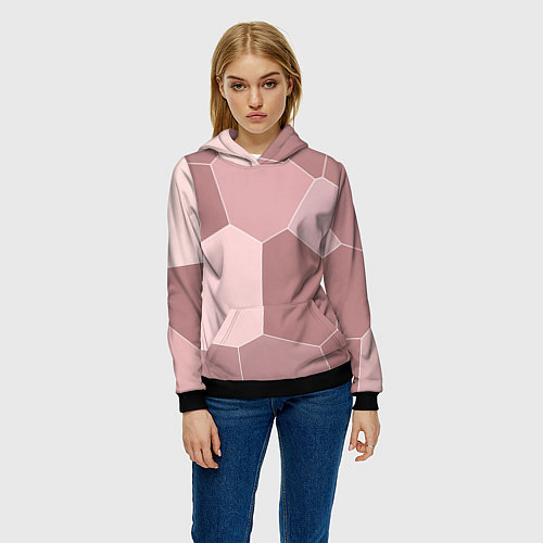 Женская толстовка Пыльно-розовый крупная мозаика / 3D-Черный – фото 3