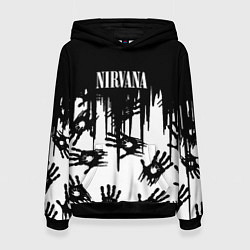 Толстовка-худи женская Nirvana rok hand, цвет: 3D-черный