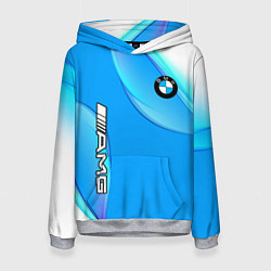 Толстовка-худи женская BMW abstrac line steel, цвет: 3D-меланж