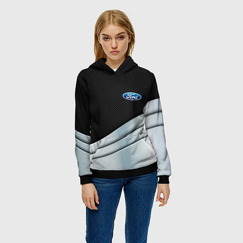 Женская толстовка FORD metal texture / 3D-Черный – фото 3