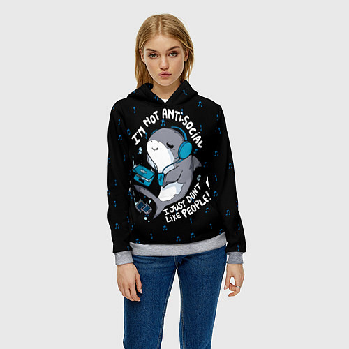 Женская толстовка Я просто не люблю людей / 3D-Меланж – фото 3
