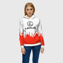 Толстовка-худи женская Lexus fire, цвет: 3D-белый — фото 2