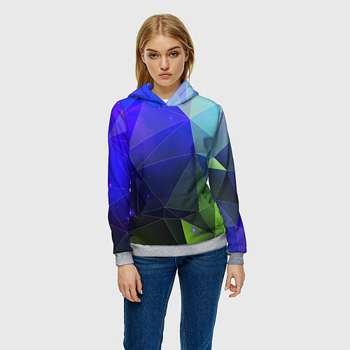Женская толстовка Неоновые треугольники геометрия / 3D-Меланж – фото 3