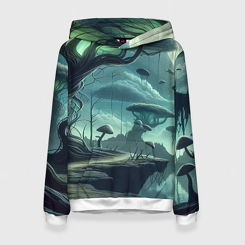 Женская толстовка Сказочный грибной лес на похожей планете - фантази / 3D-Белый – фото 1