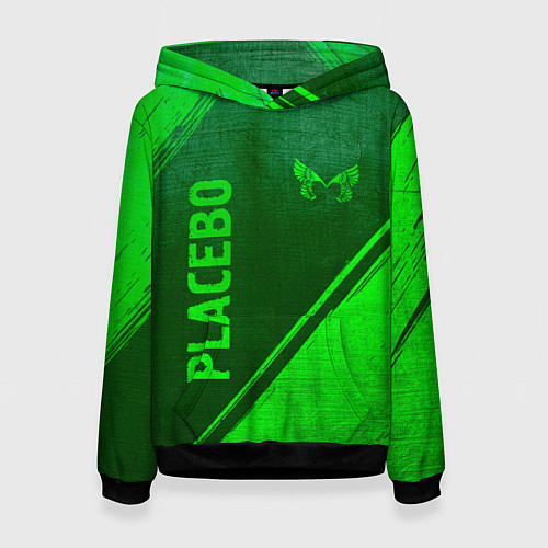 Женская толстовка Placebo - green gradient вертикально / 3D-Черный – фото 1