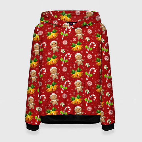 Женская толстовка Новогодний паттерн пряня / 3D-Черный – фото 1