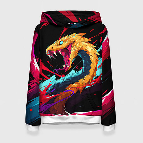 Женская толстовка Злая желтая змея / 3D-Белый – фото 1