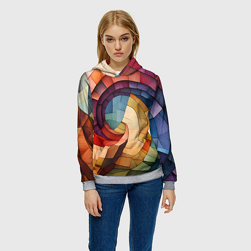 Женская толстовка Разноцветная мозаика в виде спирали / 3D-Меланж – фото 3