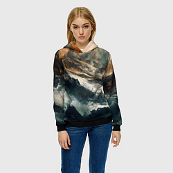 Толстовка-худи женская Иллюстрация хаоса в грубом стиле, цвет: 3D-черный — фото 2