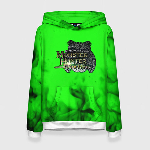 Женская толстовка Monster Hunter fire green / 3D-Белый – фото 1