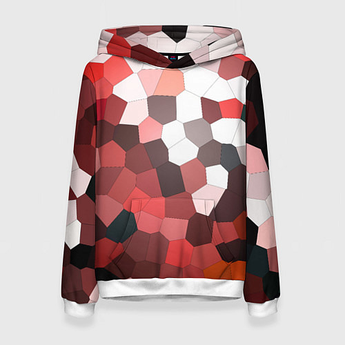 Женская толстовка Красно белая мозаика / 3D-Белый – фото 1