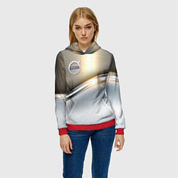 Толстовка-худи женская Volvo жёлтый метал, цвет: 3D-красный — фото 2