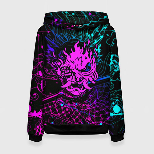 Женская толстовка Cyberpunk 2077 dragon neon / 3D-Черный – фото 1