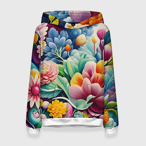 Женская толстовка Объемные цветы лето / 3D-Белый – фото 1
