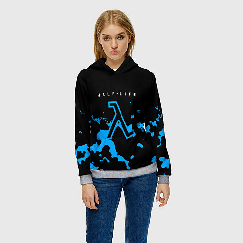 Женская толстовка Half life синий камуфляж / 3D-Меланж – фото 3